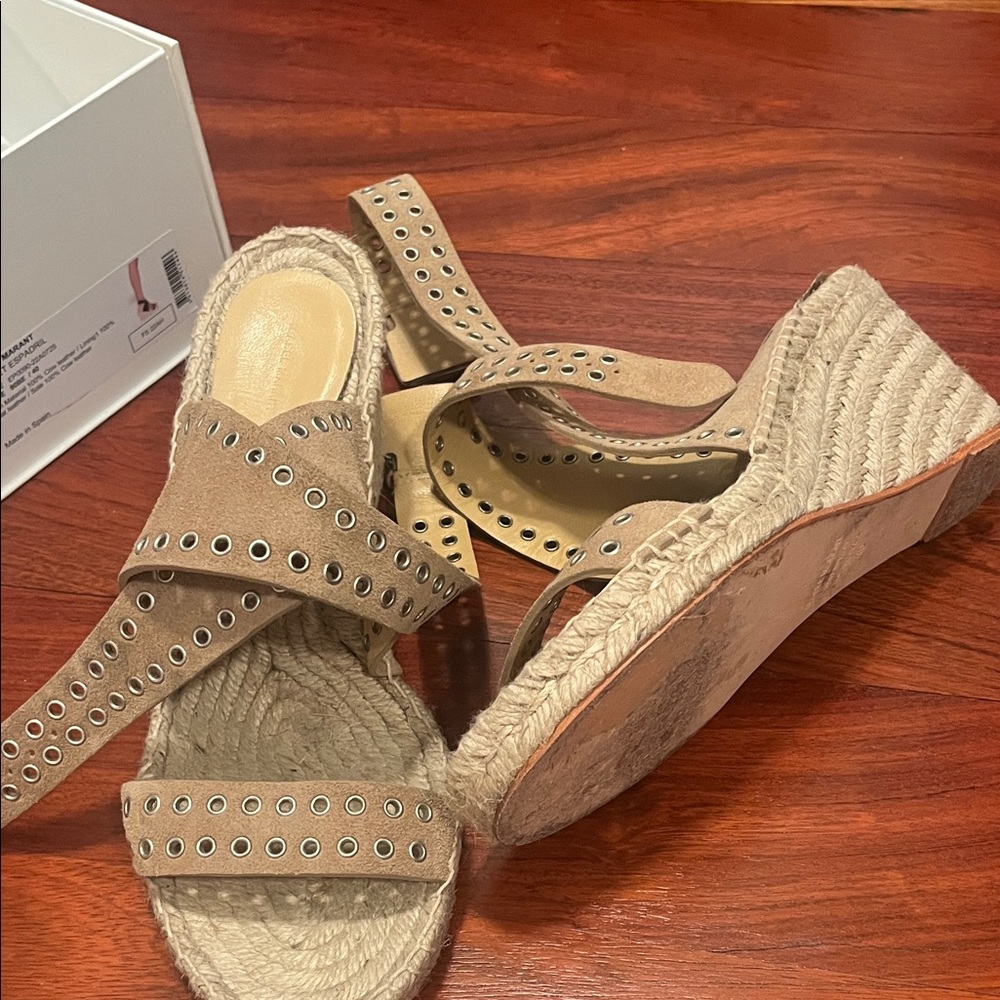 Isabel Marant Tan Espadrille Sandals with Eyelet Accents - Picture 2 of 5